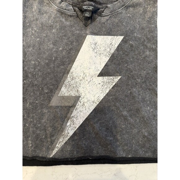 Simply Vera Verawang Lightening Bolt Custom Cut Crop Graphic Tee Stone Washed M - Picture 3 of 6